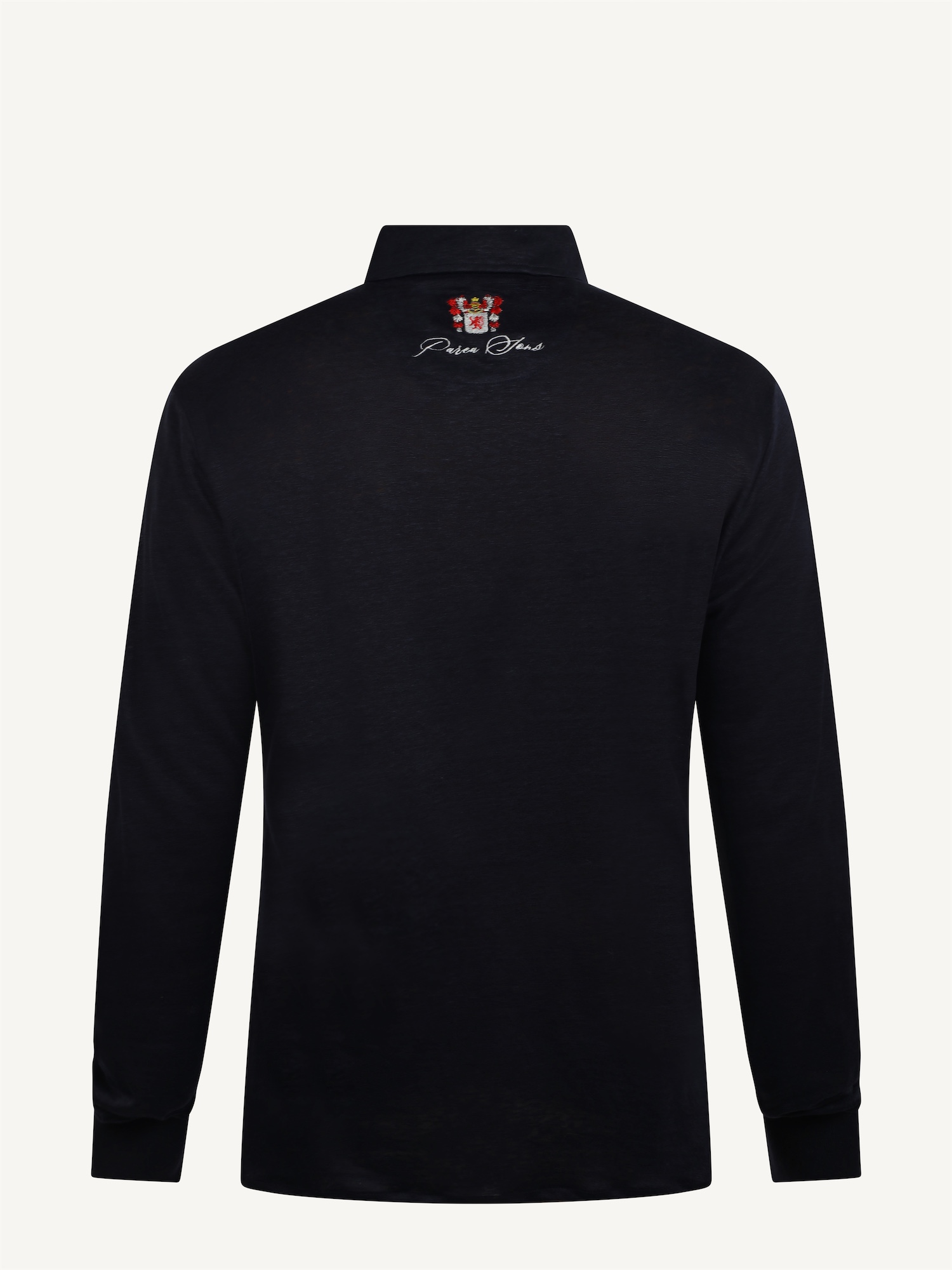 Long-Sleeve Polo, the garment alone, from behind