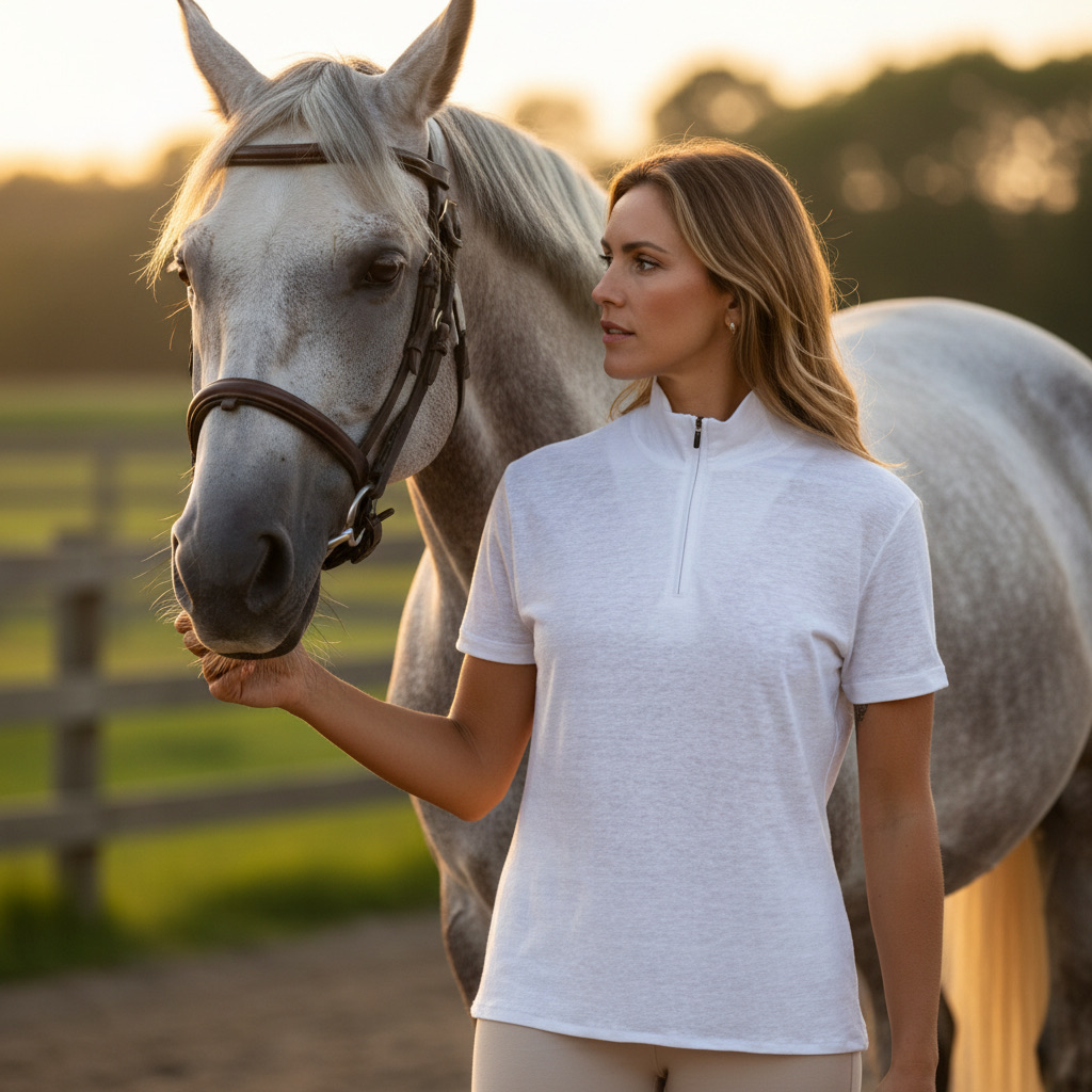 Short-Sleeve Zip Mock-Neck, in the world of equestrian life