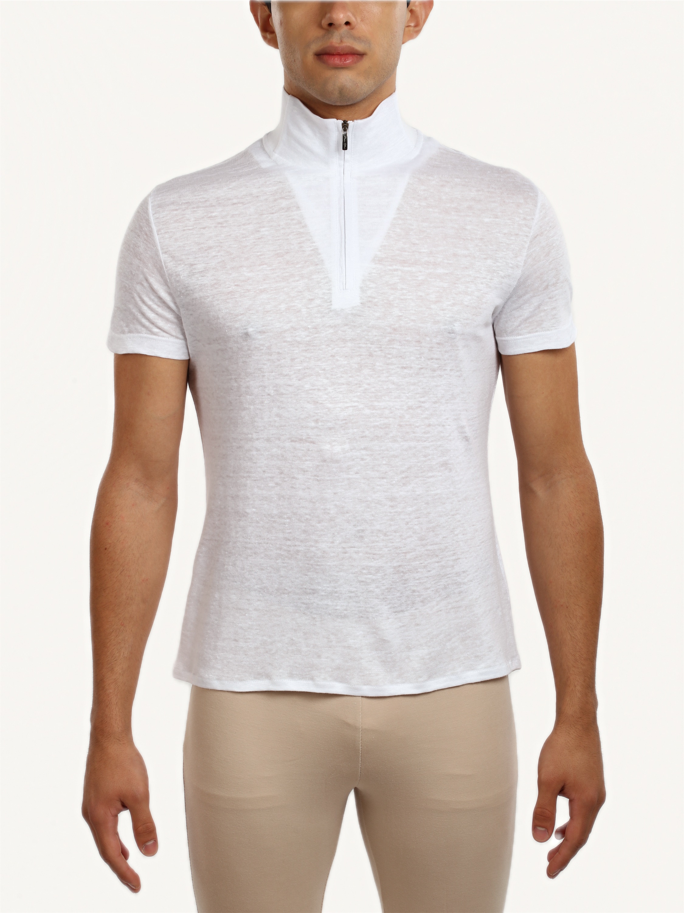 Short-Sleeve Zip Mock-Neck, front view
