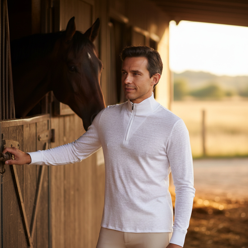 Long-Sleeve Zip Mock-Neck, in the world of equestrian life