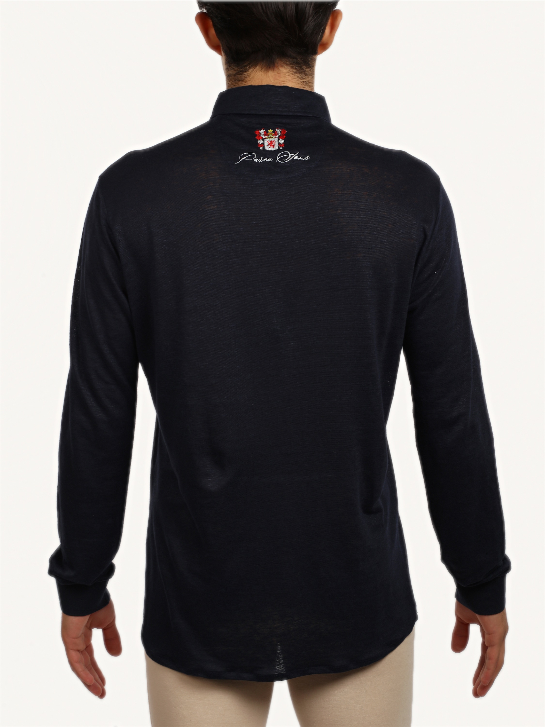 Long-Sleeve Polo, the back, with the embroidery